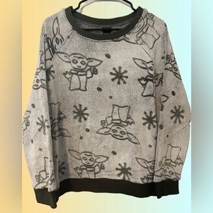 Disney Star Wars Mandalorian Baby Grogu Super Soft Plush Crewneck Sweater Yoda